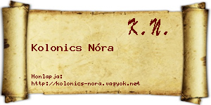 Kolonics Nóra névjegykártya