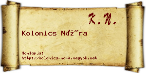 Kolonics Nóra névjegykártya