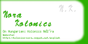 nora kolonics business card